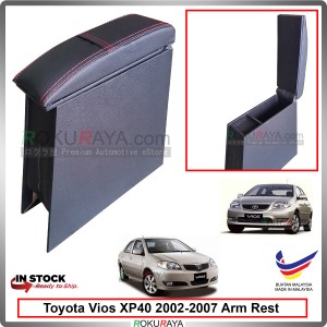 Toyota Vios XP40 (1st Gen) 2002-2007 4' Plywood PVC Armrest Center Console Box (Sponge+Redline)